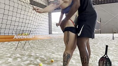 My beach tennis teacher couldn't stand seeing my big ass and had a hard-on during class!