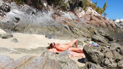 He pulls out his big cock in front of this stranger. How will she react? It is really risky!