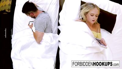 Sexy blonde fucks her horny step-brother