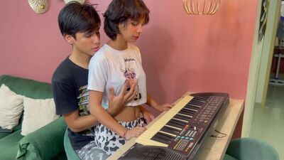 I help my little stepsister with her music lessons and I end up fucking her hard until I come.