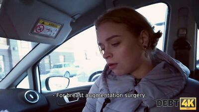 DEBT4k. Naive gal blows collectors dick in car before they have sex