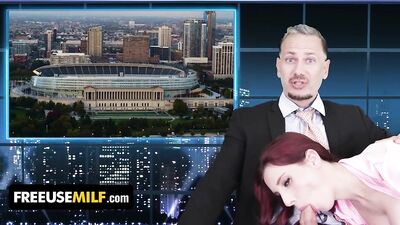 ChannelSkeet Breaking News - Male News Anchor FreeUse Bangs His Redhead Colleague & 18yo Protester