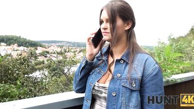 HUNT4K. Busty girl pleases horny man and keeps her husband on a lead