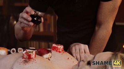 SHAME4K. Nyotaimori Means Fuck Me Harder for Sushi Odalisque