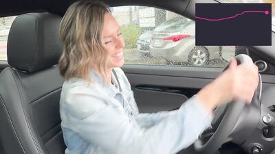 Cumming hard in public drive thru with Lush remote controlled vibrator