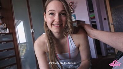 Sexy stepsister lost the game but won my dick