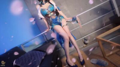 Kinky Chinese teen cosplay with perky tits & bare feet gets wild