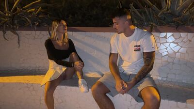 Kinky stranger interrupted by passersby, gets a cumshot on his face and cowgirl on camera