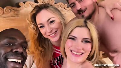 Elisa Calvi strips, sucks and fucks in a wild threesome with cumshots