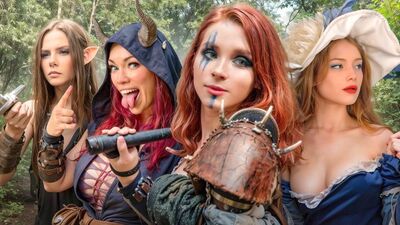 Sweetie Fox and her cosplay friend Diana Rider get naughty in D&D Adventure Part I - Rain of Gold