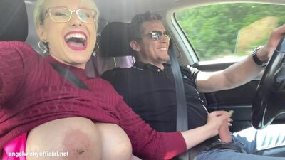 Angel Wicky's Big Boobs Bounce Wildly During Hot Car Fucking Session