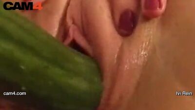 Ivi Rein destroys her pussy and ass with a fully vegan cucumber CAM4