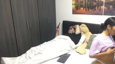 My horny stepdaughter masturbates in front of me and makes a video