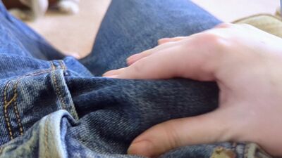 ASMR rubbing cock through jeans slowly