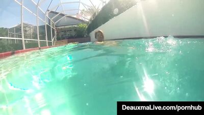 Hot Wet Milf Deauxma Swims Nude & Rubs Tits In PornStar Pool