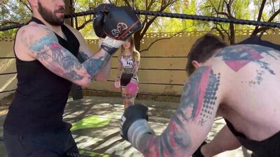 Bi MMF Threesome - Girl Boxer Takes Turns on Two Big Cocks! Steve Rickz, Awlivv, Buck Richards