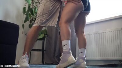Fuck In Sneakers & Workout Clothes , Fit Couple Wanted Home Training , Standing Sex , Bubble Butt