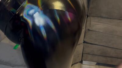 Spanking my arse in latex leggings