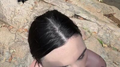 ANAL OUTDOORS: public anal sex next to a waterfall