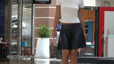 Braless teen at the mall