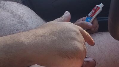 Eating chocolate off my dick