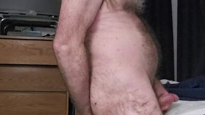 Stroking hard cock and cumming.