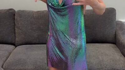 Iridescent Mini Dress Try On