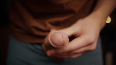 boy with a big dick playing with his foreskin in 4K