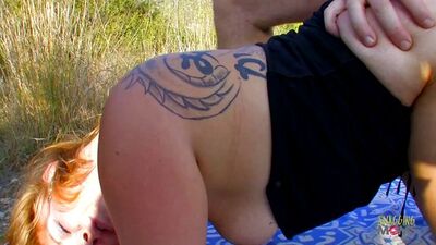 Two dudes get blowjobs from mature babes before one of them fucks the redhead one