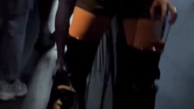 The 'Wild Corner' in HI Ibiza! Hot babe showing her big boob's in public club