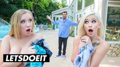 Pool Fuck Threesome with Horny Teens & Rich Step Dad - SCAM ANGELS