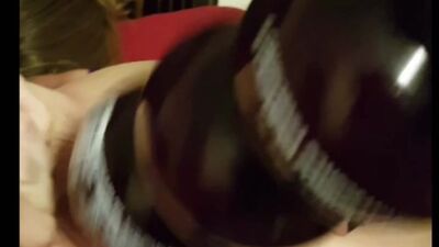 Pom bottle in gaping pussy