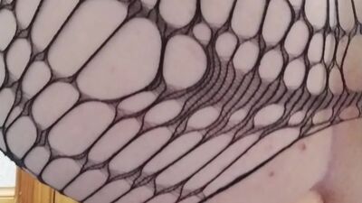 Caged femboy destroys his bussy on huge dildo during late night session