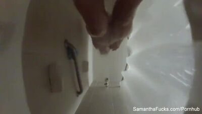 Behind the scenes fun with busty blonde Samantha Saint