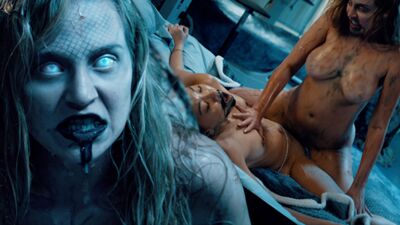 Horror Lesbian Porn - Kimmy Kimm & Blake Blossom Possessed by Parasites Fucking With Double Alien Dildo