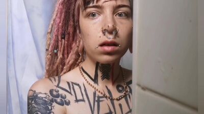 Sewerslut self inflicted struggle tattooed slut swallow a load of soap struggles in the shower
