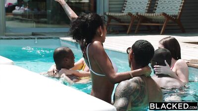 BLACKED Barbie, Stefany And Zuzu Have 3-BBC Pool-Side Orgy