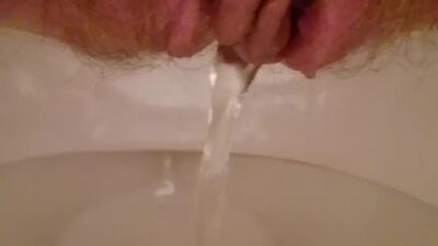 Hairy pussy pee in toilet