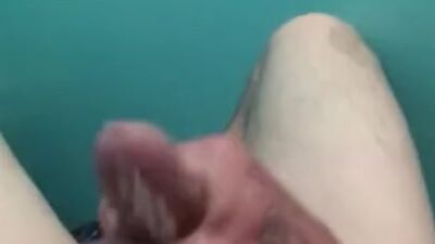 Husband stroking his fat cock for me and cumming