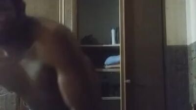 Black Shirtless Man Lotion Chocolate Body Massage and Large Cock