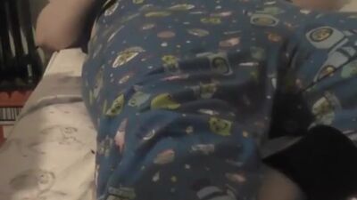 Watch your cute adult baby girl snuggle up in bed 