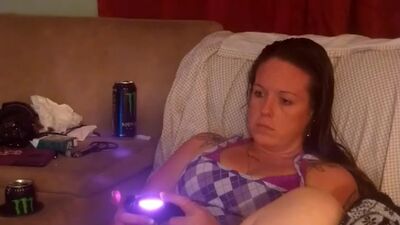 Friend lets me film up her purple skirt while she is playing video games (part 2)