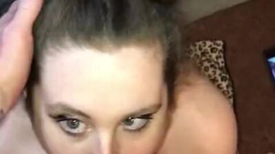 Cum Slut Wife Gives Blowjob Cumshot Into Throat & Tongue