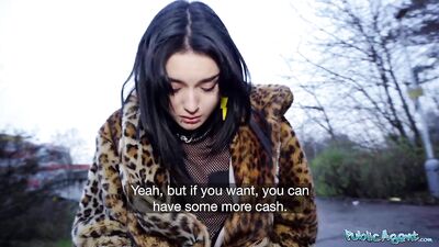 Public Agent French babe Crystal Cherry outdoor blowjob and big dick pov