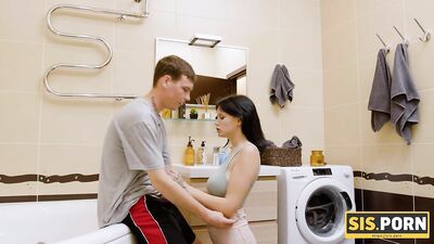 SISPORN. Tiny cutie with perfect natural tits enjoys sex with her stepbrother