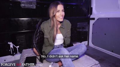 Cheating Italian wife gets caught getting fucked hard in a van by a stranger