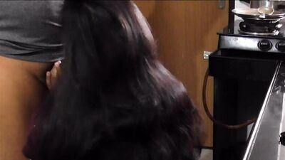 Stepson drills Indian MILF Stepmom's tight kitchen pussy in hot Indian Desi action