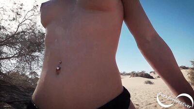 Jake Forever's petite tits get covered in cum after a wild outdoor fuck