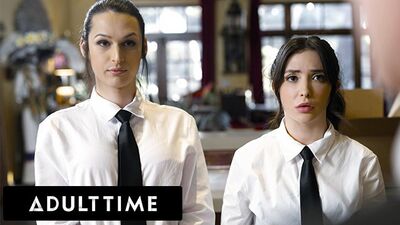 ADULT TIME - Busty T-Girl Khloe Kay And Bubble Butt Jane Wilde CAUGHT FUCKING AT WORK! FULL SCENE