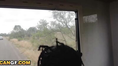 Hot ebony GF gets her big black lips around my fat white cock POV